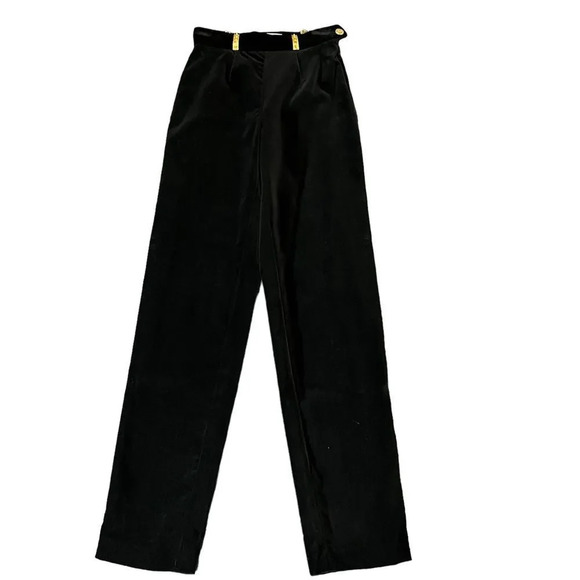 Christian Llinares Black Velour Pants with Gold Accents EU Size 38 - Picture 1 of 5